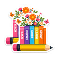 (2 Pack) Teacher Inspiration Magnets - Educational Bookshelf Decor - Teach Inspire Learn Grow School Office Accessory - 5 Inches On Longest Side - Thick Durable Magnet - Made in USA - MAG20869