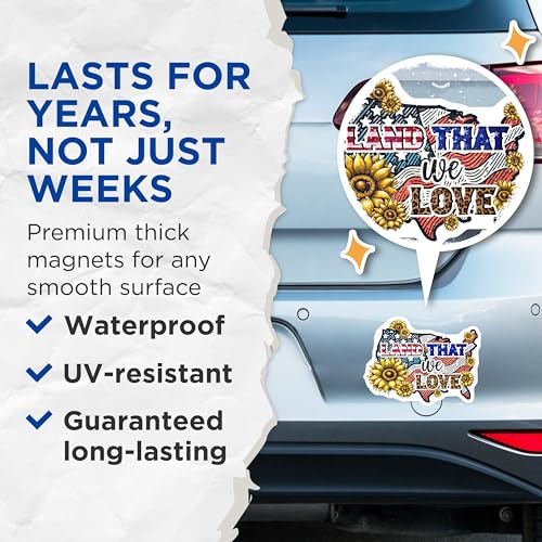 (2 Pack) Land That We Love Magnets - 5" On Longest Side - for Cars, Fridges, Toolboxes - Made in USA - MAG7886