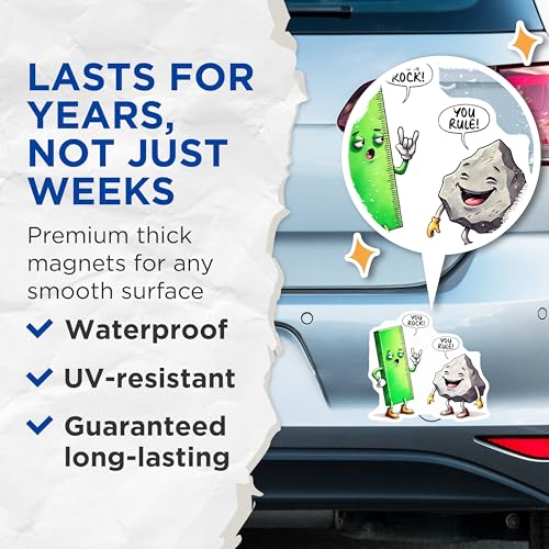 (2 Pack) You Rock You Rule Magnets - 5" On Longest Side - for Cars, Fridges, Toolboxes - Made in USA - MAG7586