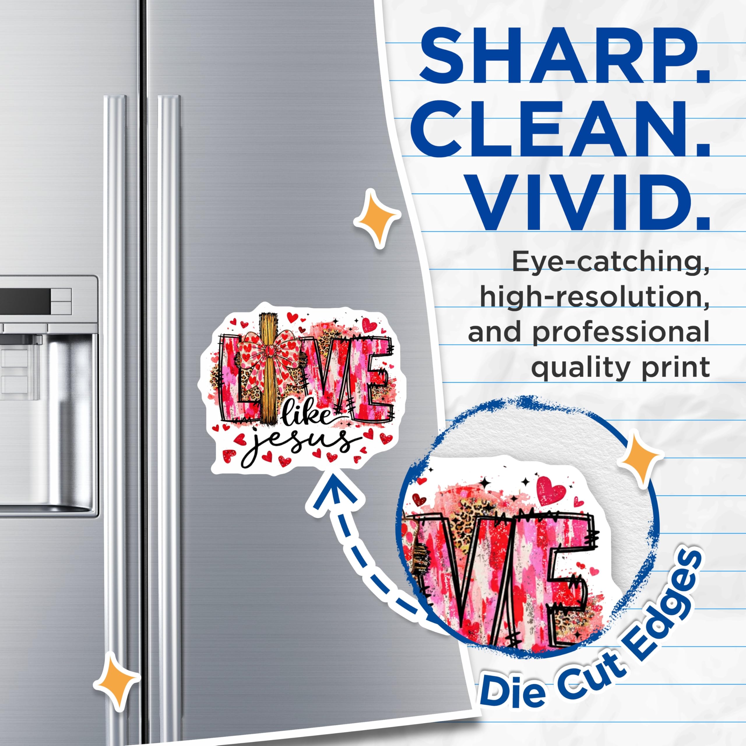 (2 Pack) Love Like Jesus Magnets - Faith Based Message - Religious Refrigerator Magnets - 5" On Longest Side - Premium Magnet - for Cars, Refrigerators, Toolboxes, Lockers - Made in USA - MAG16807