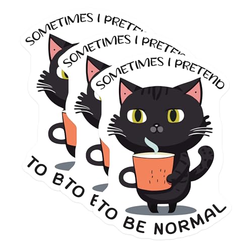 (3 Pack) Cat Laptop Decals - Funny Cat Stickers - Pretend to Be Normal Decals - 3 Inches On Longest Side - Easy Peel & Apply - Made in USA - 3MCS4713