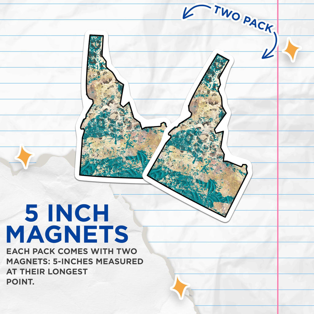 (2 Pack) Idaho State Magnets - Abstract Idaho Art - Fridge Decor - 5" On Longest Side - Premium Magnet - for Cars, Refrigerators, Toolboxes, Lockers - Made in USA - MAG17806
