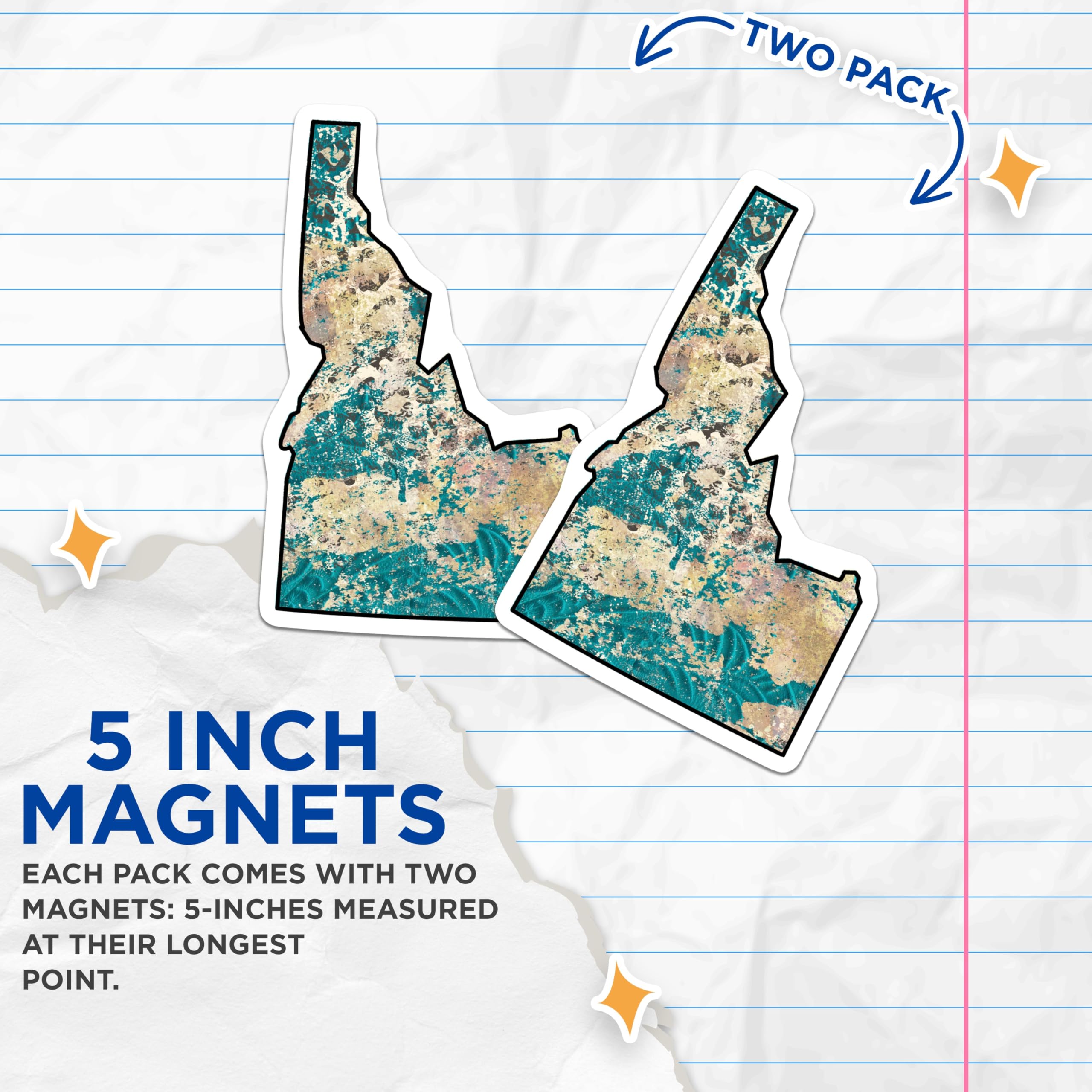 (2 Pack) Idaho State Magnets - Abstract Idaho Art - Fridge Decor - 5" On Longest Side - Premium Magnet - for Cars, Refrigerators, Toolboxes, Lockers - Made in USA - MAG17806
