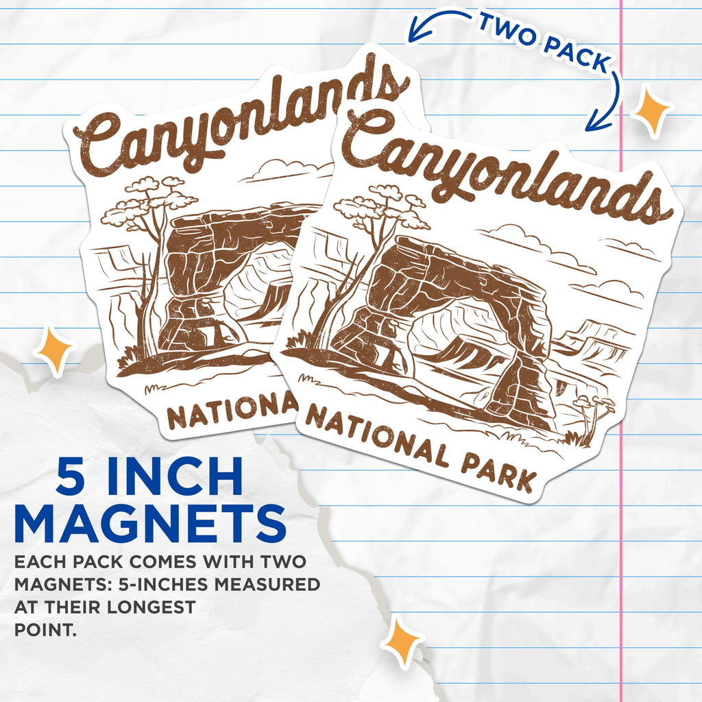 (2 Pack) Canyonlands National Park Magnets - Mesa Arch Scenic Souvenir - Utah Desert Landscape Decor - 5 Inches On Longest Side - Thick Durable Magnet - Made in USA - MAG19047
