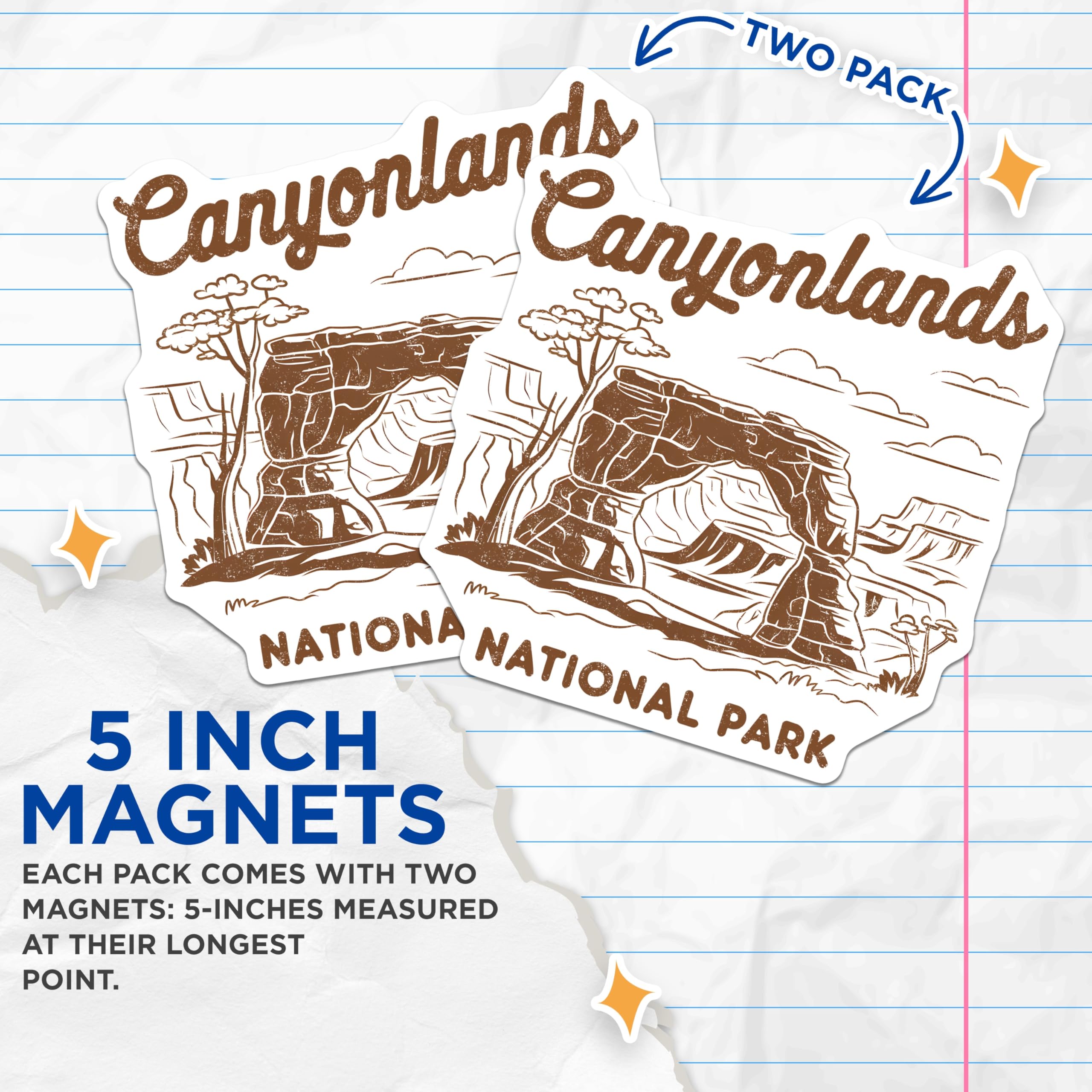 (2 Pack) Canyonlands National Park Magnets - Mesa Arch Scenic Souvenir - Utah Desert Landscape Decor - 5 Inches On Longest Side - Thick Durable Magnet - Made in USA - MAG19047