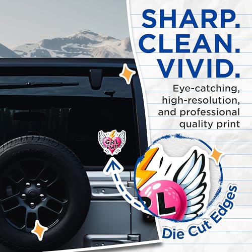 (2 Pack) Empowerment Stickers - Girl Power - Winged Heart Decorative Decals - 5" On Longest Side - Sticks to Smooth Flat Surfaces - Made in USA - BMCS8349