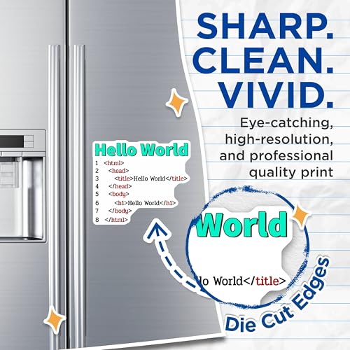 (2 Pack) Hello World HTML Code Magnets - Programming Decor - Developer Gifts - Tech Enthusiast Accessories - 5" On Longest Side - for Cars, Fridges, Toolboxes - Made in USA - MAG7435