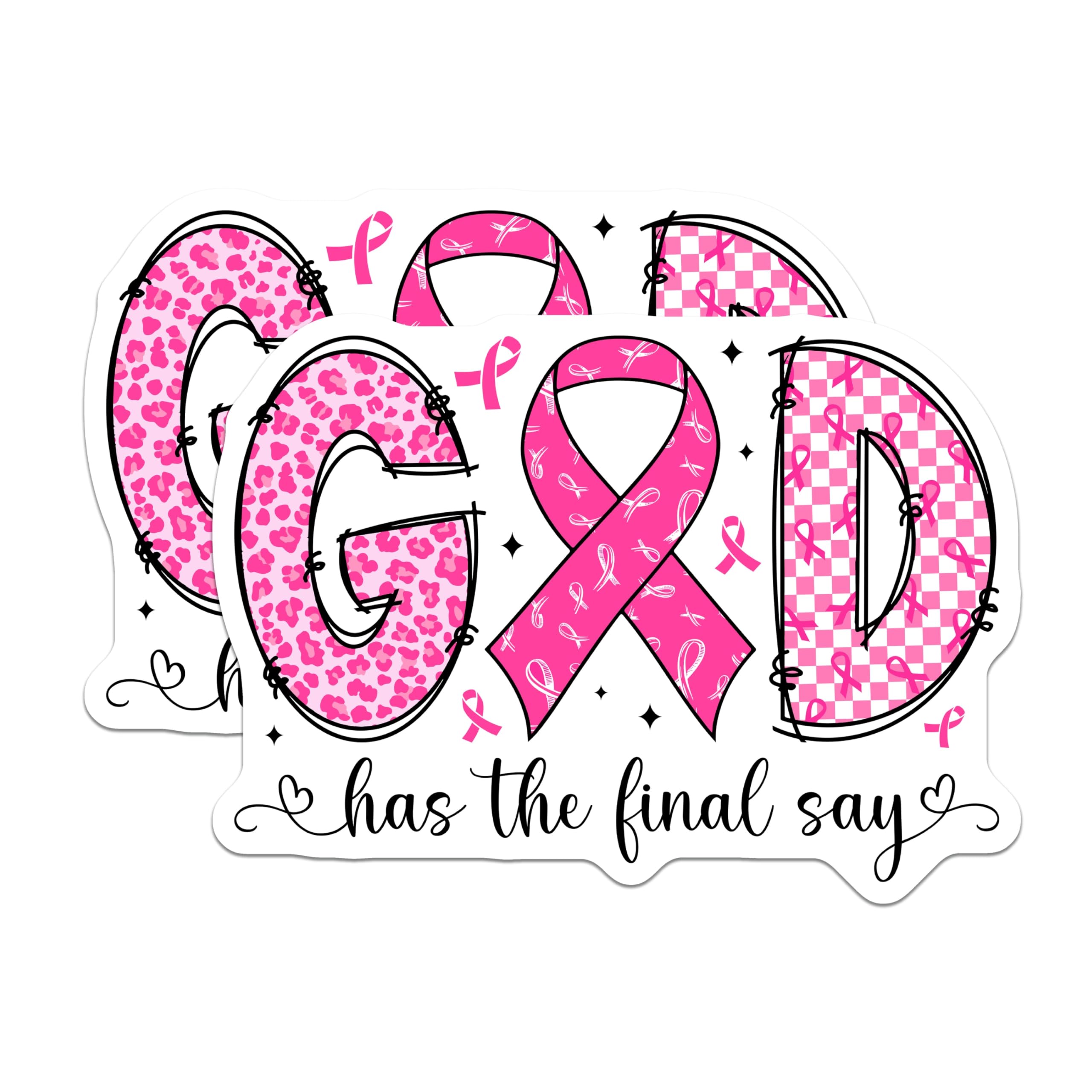 (2 Pack) God Has The Final Say Magnets - Breast Cancer Survivor - Inspirational Faith Decor - 5 Inches On Longest Side - Thick Durable Magnet - Made in USA - MAG26291
