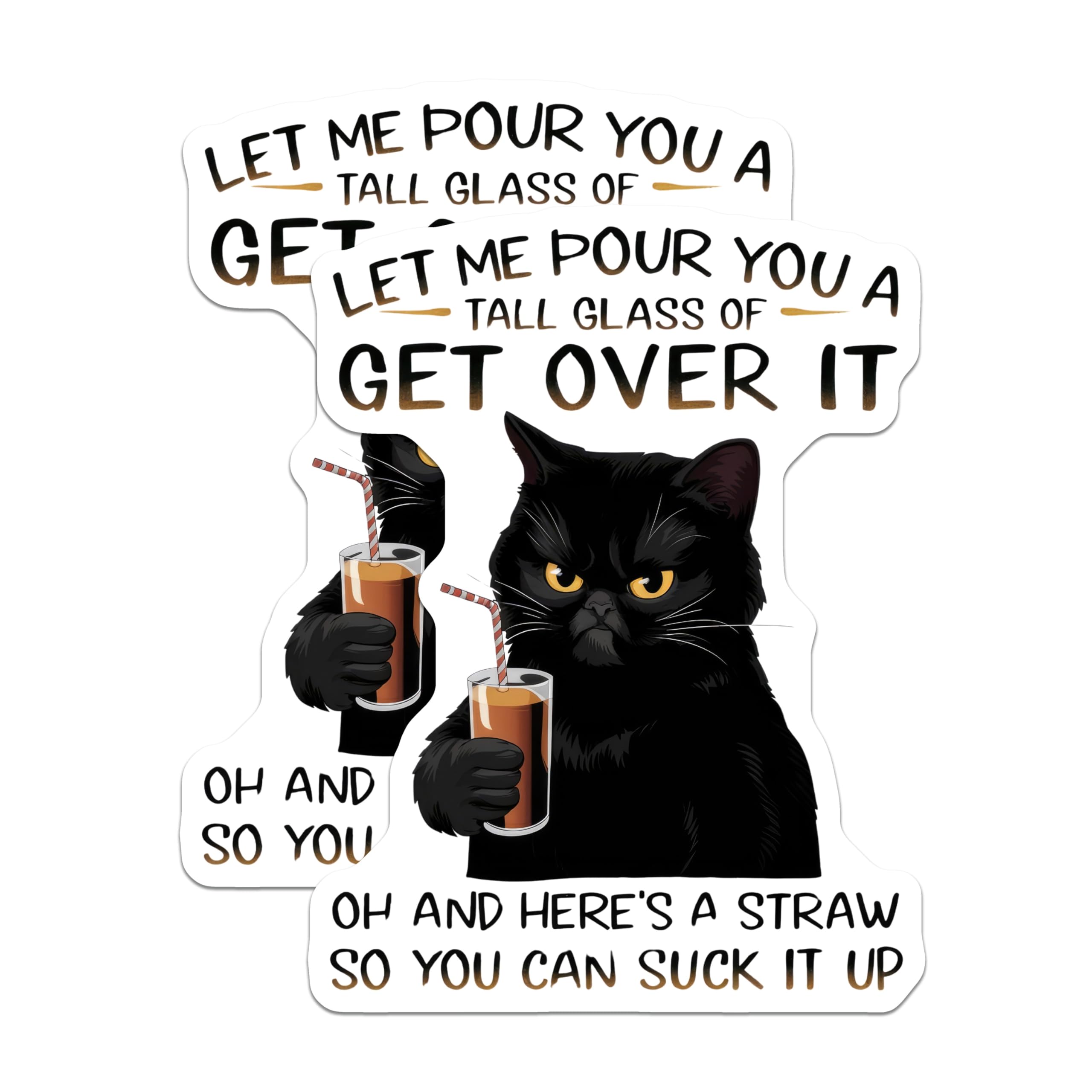 (2 Pack) Funny Cat Magnets - Get Over It Meme - Sarcastic Feline Lover Refrigerator Decor - 5" On Longest Side - Premium Magnet - for Cars, Refrigerators, Toolboxes, Lockers - Made in USA - MAG14375