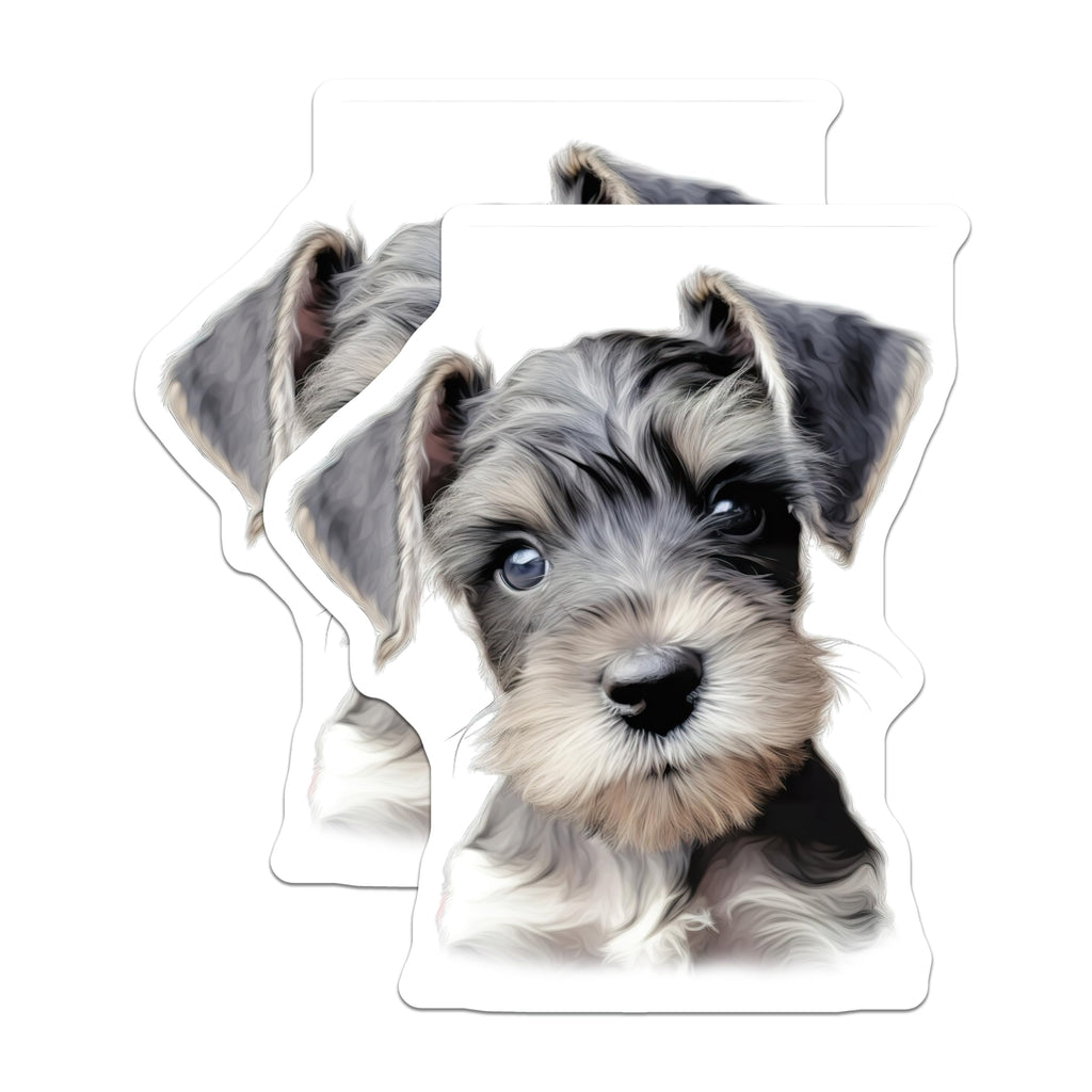 (2 Pack) Schnauzer Puppy Magnets - Miniature Dog Lover Decor - Animal Fridge Display - 5 Inches On Longest Side - Thick Durable Magnet - Made in USA - MAG30831
