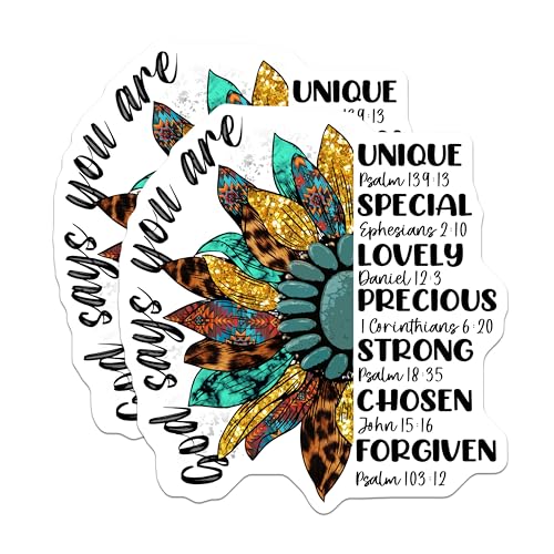 (2 Pack) God Says You are Stickers - Motivational Stickers - Inspirational Quote Stickers - 5" On Longest Side - Sticks to Smooth Flat Surfaces - Made in USA - BMCS6187