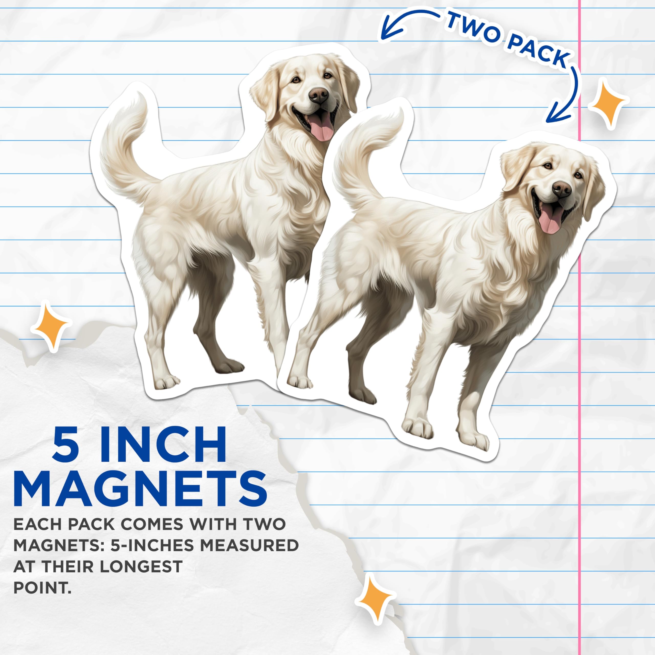(2 Pack) Golden Retriever Magnets - Loyal Companion Artwork - Dog Lover Home Decor - 5 Inches On Longest Side - Thick Durable Magnet - Made in USA - MAG24046