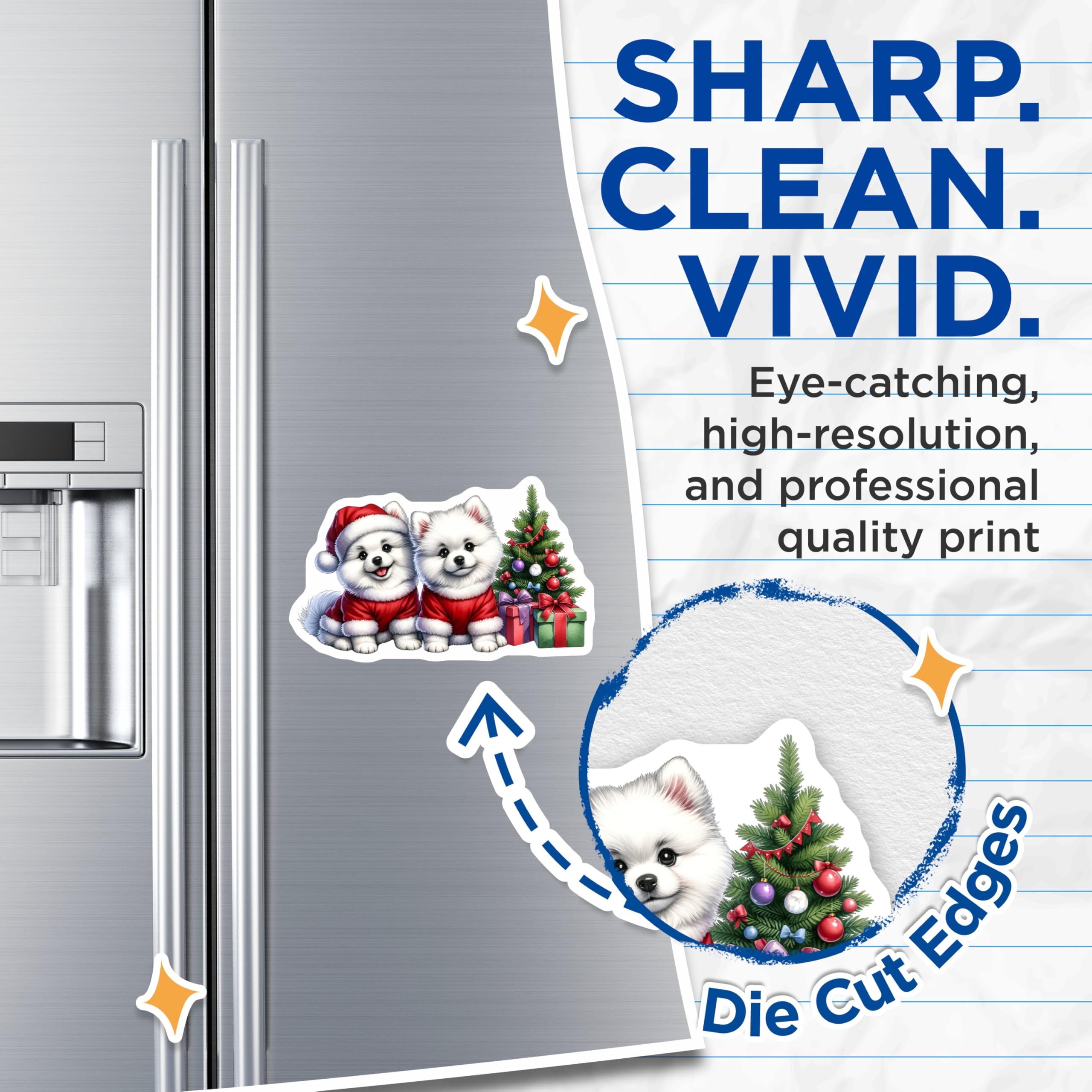 (2 Pack) Cute Santa Dog Magnets - Christmas Puppy Decor - Holiday Animal Lovers - 5 Inches On Longest Side - Thick Durable Magnet - Made in USA - MAG28472