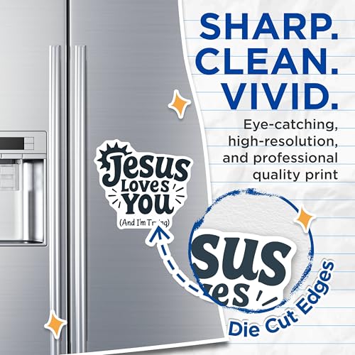 (2 Pack) Jesus Loves You Magnets - Inspirational Quote - Christian Decor - Bible Verse - 5" On Longest Side - for Cars, Fridges, Toolboxes - Made in USA - MAG6756