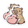 (2 Pack) Cute Capybara Holding Heart Magnets - Kawaii Animal Love Decor - Valentines Day Refrigerator Accent Locker Art - 5 Inches On Longest Side - Thick Durable Magnet - Made in USA - MAG37067