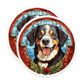 (2 Pack) Bernese Mountain Dog Magnets - Stained Glass Art - Christmas Holiday Decor for Berner Owners - 5 Inches On Longest Side - Thick Durable Magnet - Made in USA - MAG28372