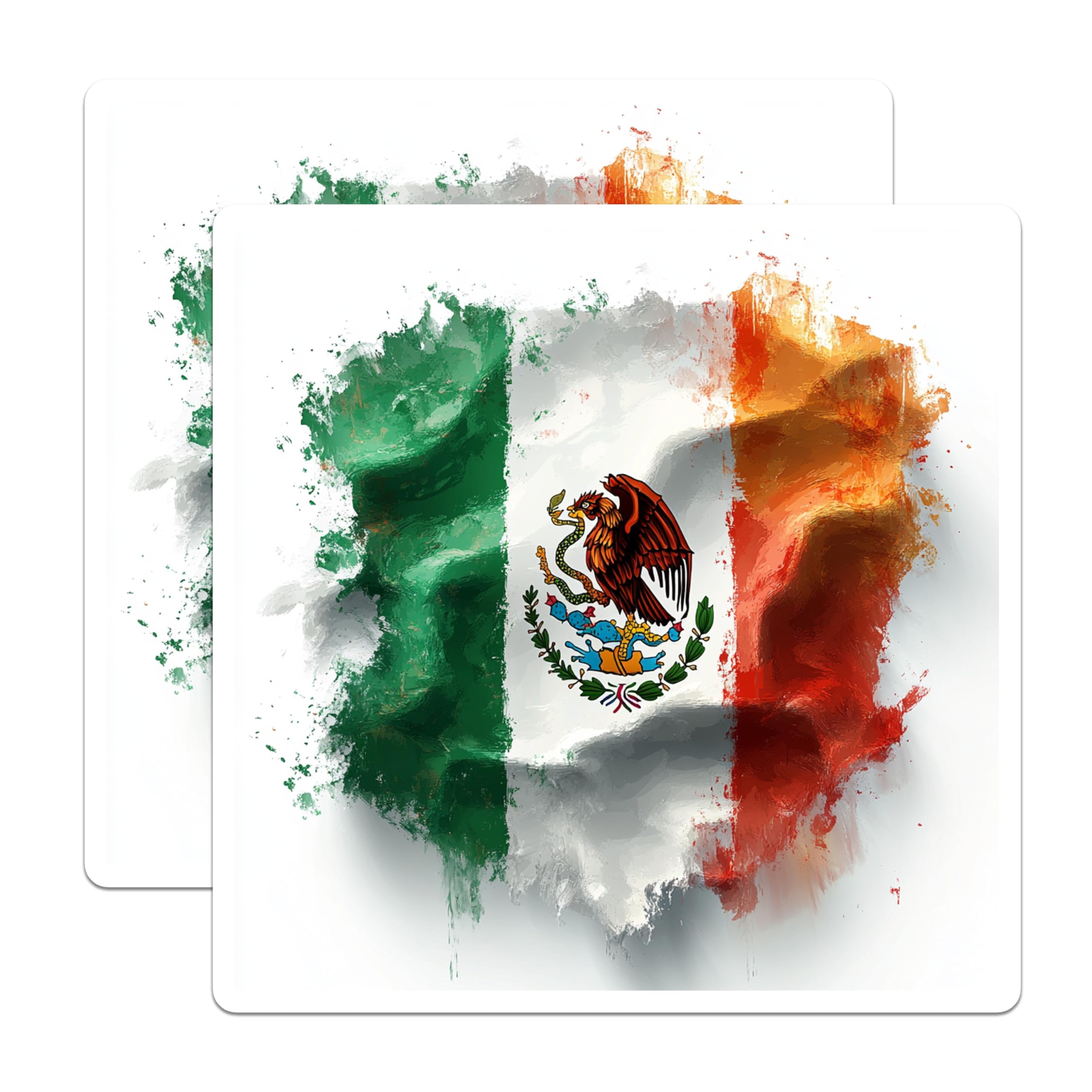 (2 Pack) Mexican Flag Magnets - Brush Stroke Design - Mexico National Symbol - Patriotic Decor - 5 Inches On Longest Side - Thick Durable Magnet - Made in USA - MAG25351