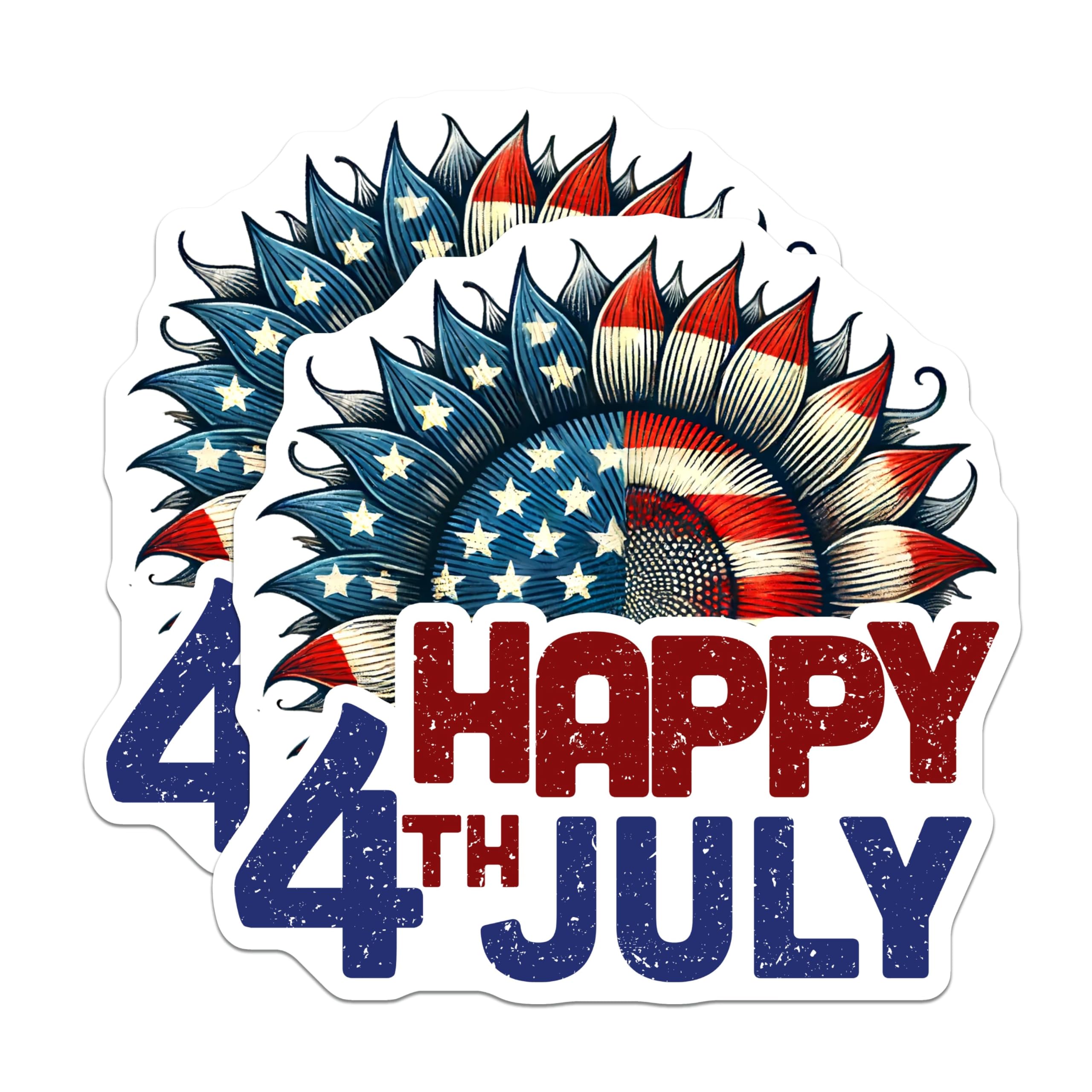 (2 Pack) Happy 4th July Magnets - 5" On Longest Side - for Cars, Fridges, Toolboxes - Made in USA - MAG7873