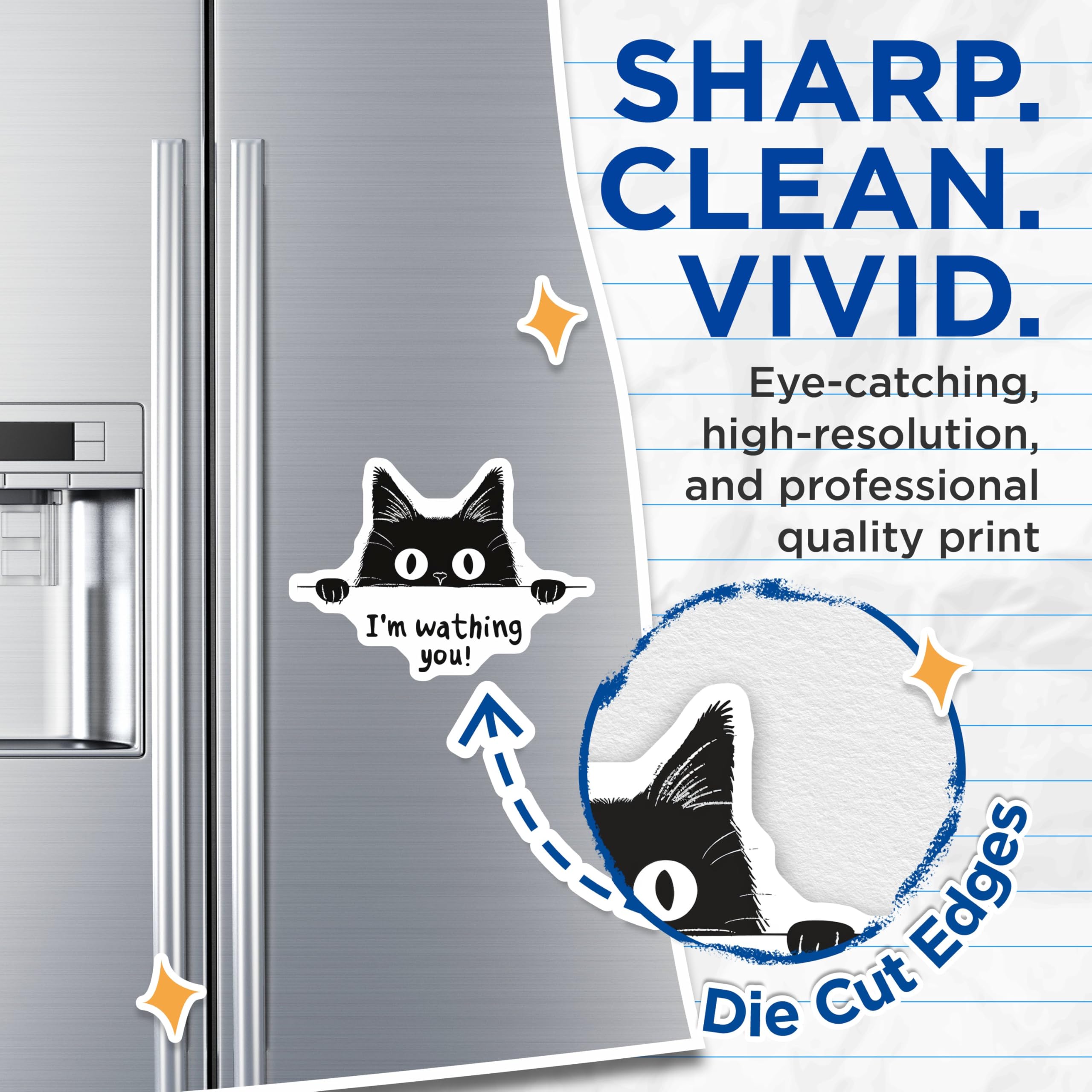 (2 Pack) Funny Cat Magnets - I'm Watching You - Cute Animal - Cat Meme - Kitchen Decor Magnets - 5" On Longest Side - for Cars, Refrigerators, Toolboxes, Lockers - Made in USA BMCS3456