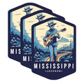 (3 Pack) Mississippi Decals - Blues Guitarist - Jackson Decal - 3 Inches On Longest Side - Easy Peel & Apply - Made in USA - 3MCS0365