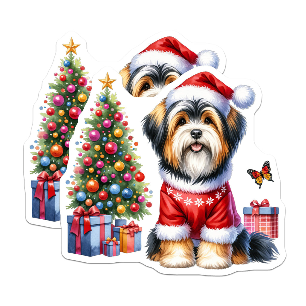 (2 Pack) Cute Christmas Dog Magnets - Santa Puppy Holiday Decor - Refrigerator Magnets - 5 Inches On Longest Side - Thick Durable Magnet - Made in USA - MAG26769