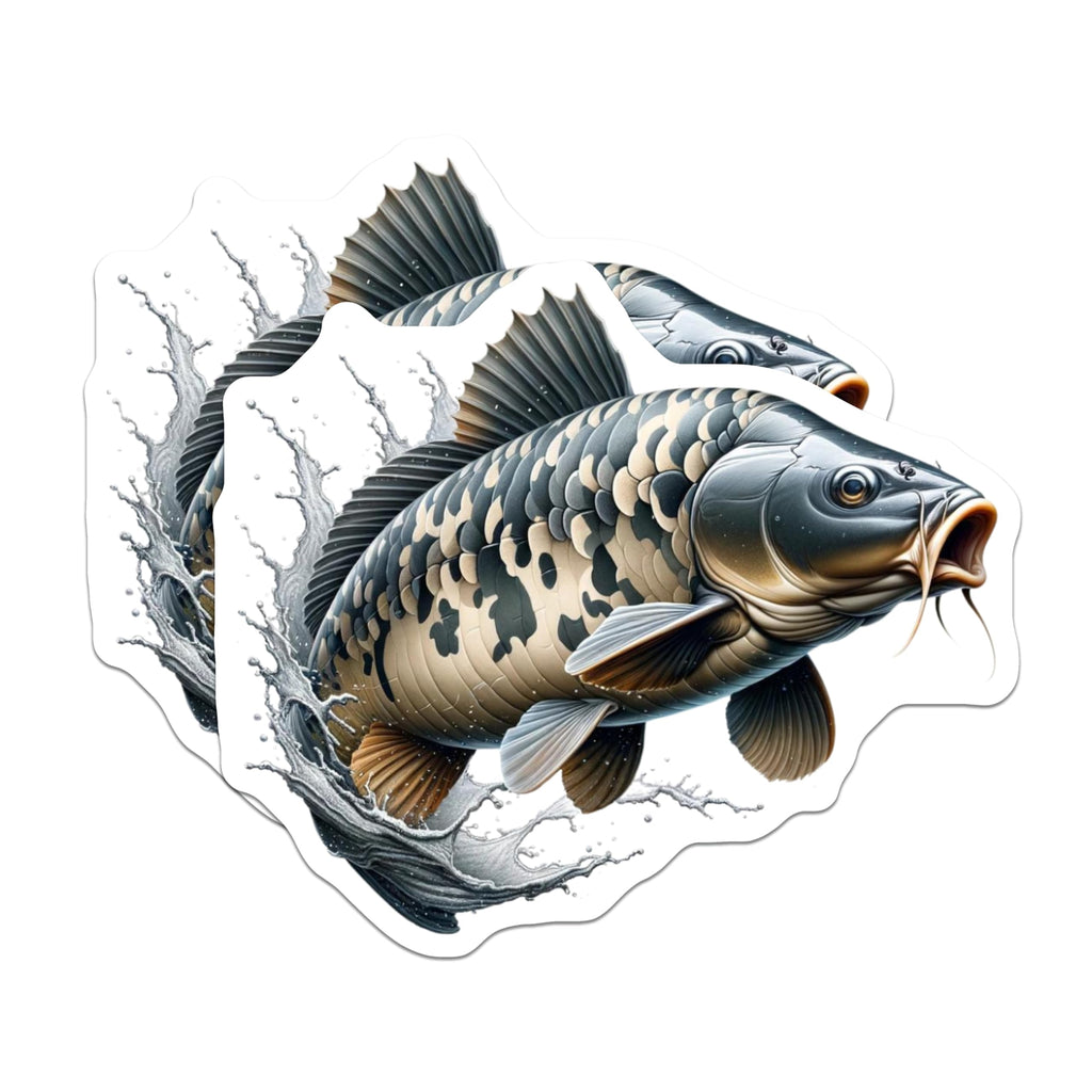 (2 Pack) Jumping Carp Fish Magnets - Freshwater Angler Decor - Refrigerator Locker Art - 5 Inches On Longest Side - Thick Durable Magnet - Made in USA - MAG22421