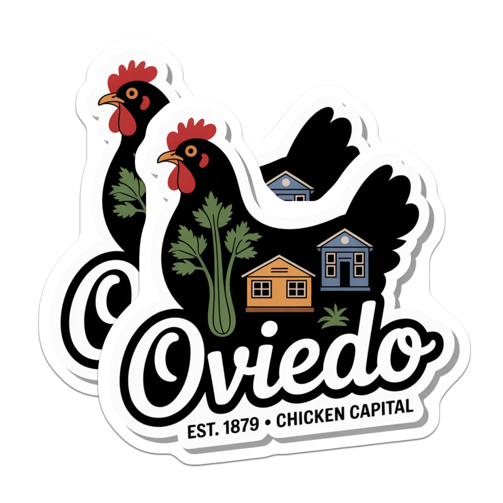 (2 Pack) Oviedo Florida Magnets - Chicken Capital Design - Oviedo Souvenir Fridge Magnets - 5" On Longest Side - Premium Magnet - for Cars, Refrigerators, Toolboxes, Lockers - Made in USA - MAG17750