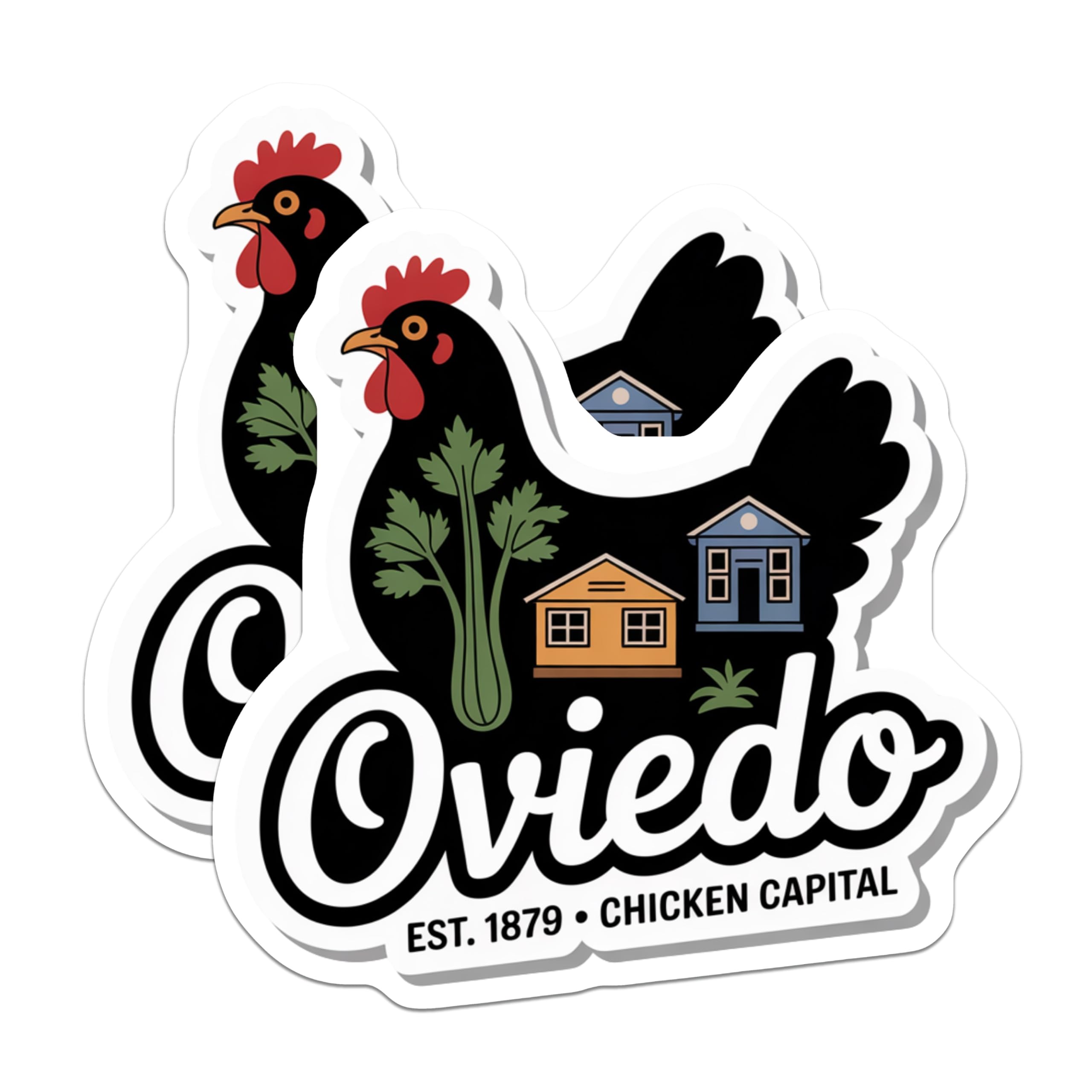 (2 Pack) Oviedo Florida Magnets - Chicken Capital Design - Oviedo Souvenir Fridge Magnets - 5" On Longest Side - Premium Magnet - for Cars, Refrigerators, Toolboxes, Lockers - Made in USA - MAG17750
