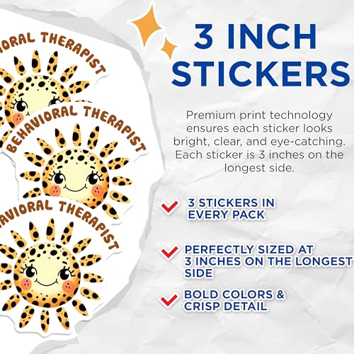 (3 Pack) Behavioral Therapist Decals - Positive Affirmation - Mental Health Stickers - 3 Inches On Longest Side - Easy Peel & Apply - Made in USA - 3MCS1956