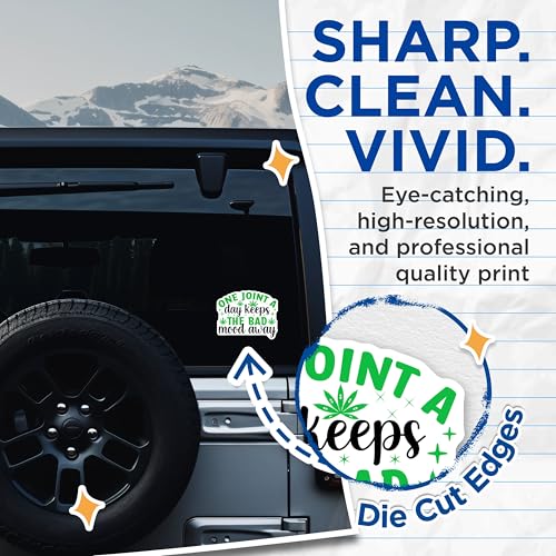 (2 Pack) One Joint A Day Stickers - 5" On Longest Side - Sticks to Smooth Flat Surfaces - Made in USA - BMCS9025 - BMCS9025
