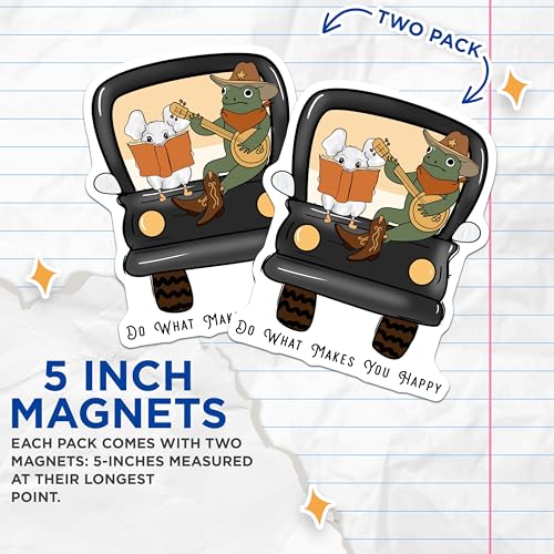 (2 Pack) Do What Makes You Happy Magnets - Funny Animal Magnets - Inspirational Magnet Decor - 5" On Longest Side - for Cars, Fridges, Toolboxes - Made in USA - MAG6670