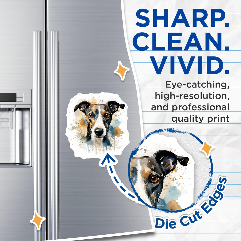 (2 Pack) Watercolor Sighthound Magnets - Dog Lover Pet Art - Artistic Animal Fridge Decor - 5 Inches On Longest Side - Thick Durable Magnet - Made in USA - MAG26565