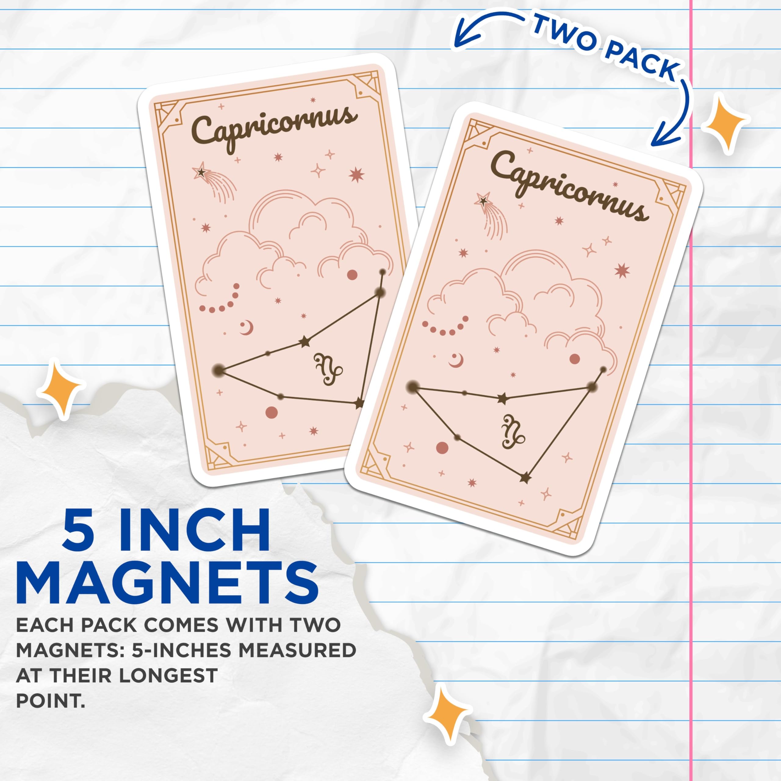 (2 Pack) Space Decor Magnet - 5" On Longest Side - Sticks to Smooth Flat Surfaces - Made in USA - MAG9428