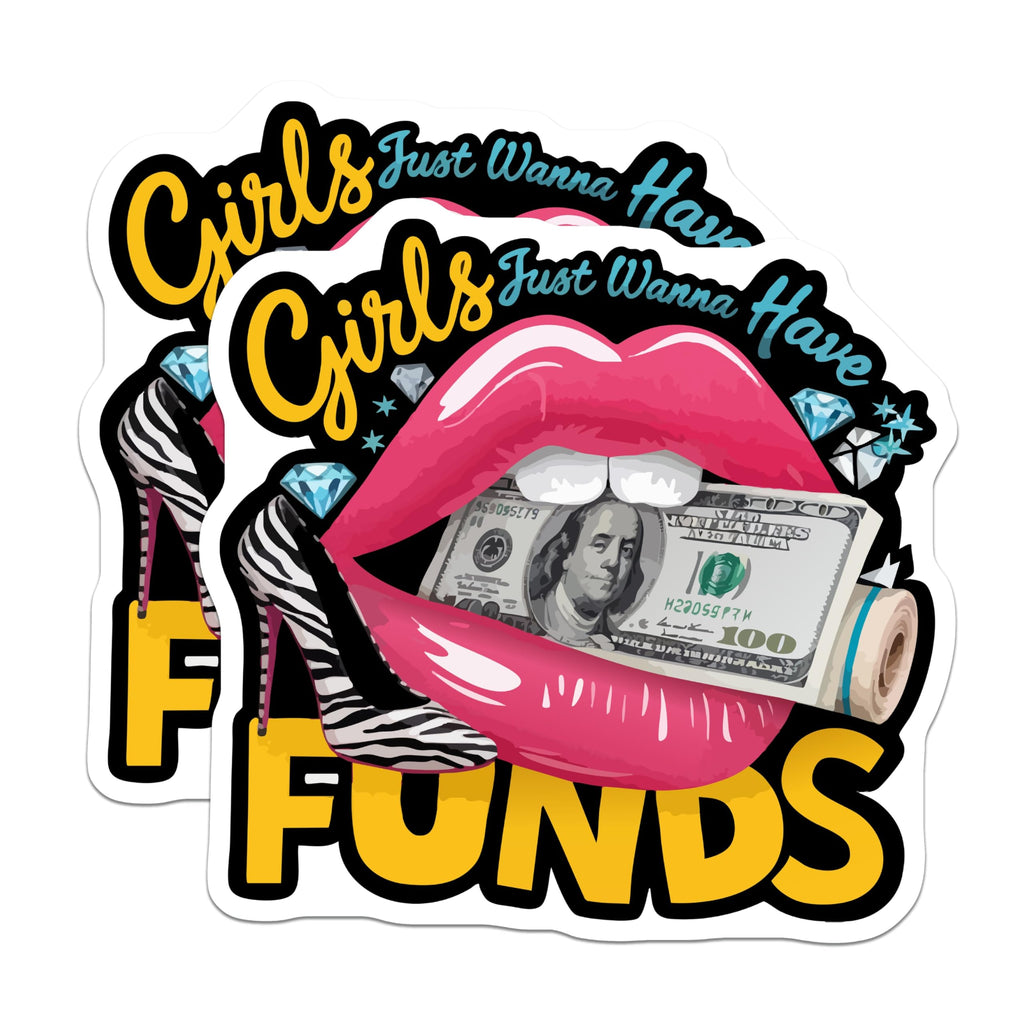 (2 Pack) Girls Just Wanna Have Funds Magnets - Pop Art Money Decor - Sassy Lips Cash Motivation - Feminine Hustle Style - 5 Inches On Longest Side - Thick Durable Magnet - Made in USA - MAG22483