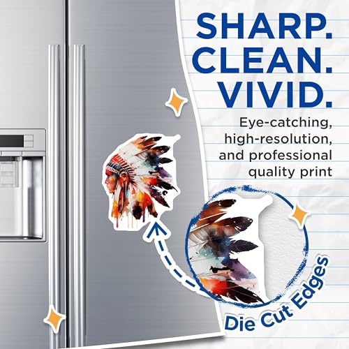 (2 Pack) Artistic Feather Headdress Magnets Magnets - Colorful Chief Design - Decorative Native Art - 5" On Longest Side - Made in USA - Sticks to Refrigerators & Metal Surfaces - MAG9016