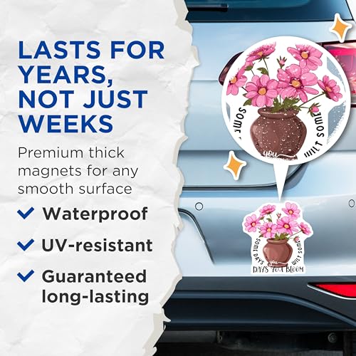 (2 Pack) Some Days You Bloom Magnets - Floral Inspirational Magnet - Flower Pot Quote Magnet - Motivational Home - 5" On Longest Side - for Cars, Fridges, Toolboxes - Made in USA - MAG3861