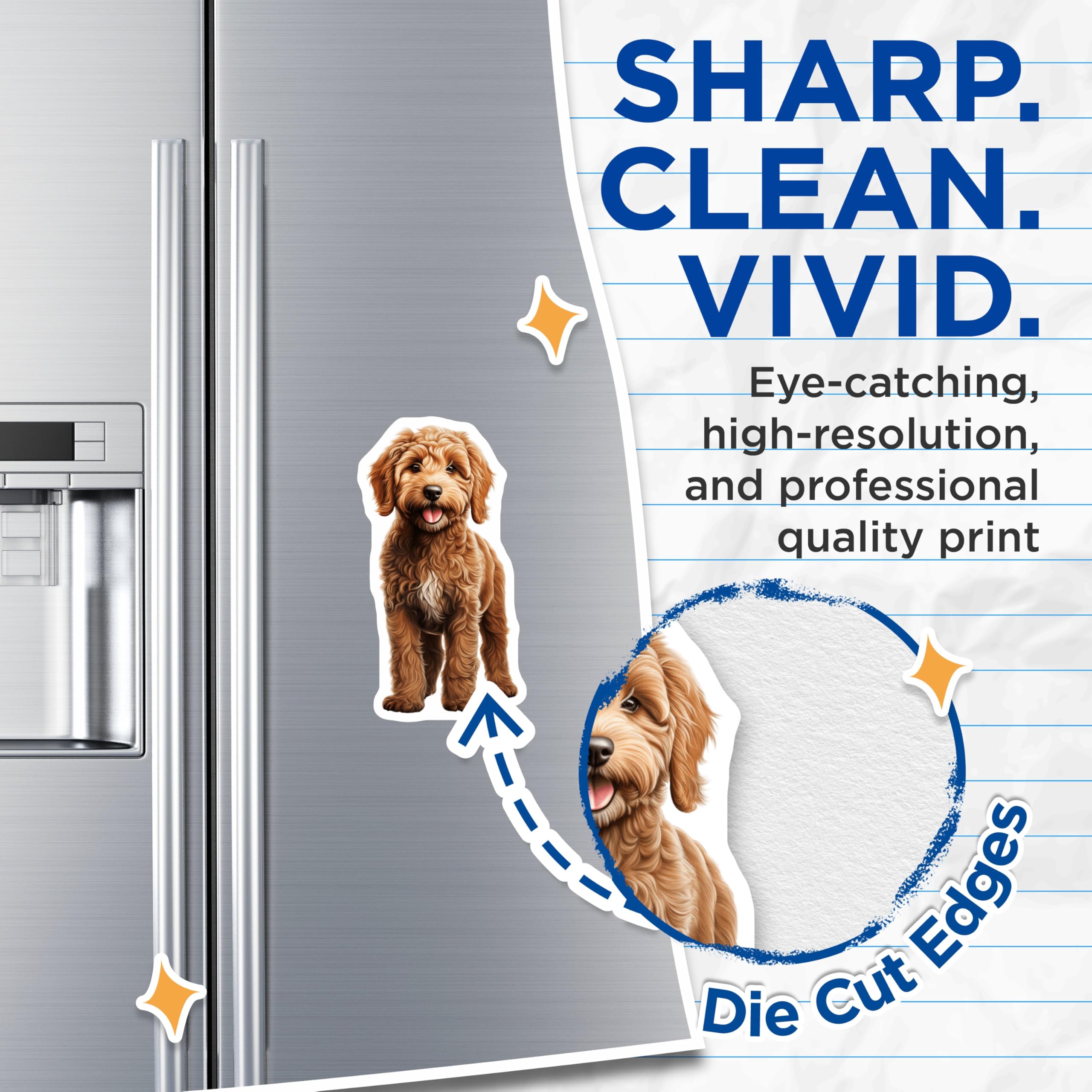 (2 Pack) Goldendoodle Puppy Magnets - Dog Lover Decor - Pet Owner Kitchen Accessories - 5 Inches On Longest Side - Thick Durable Magnet - Made in USA - MAG29235