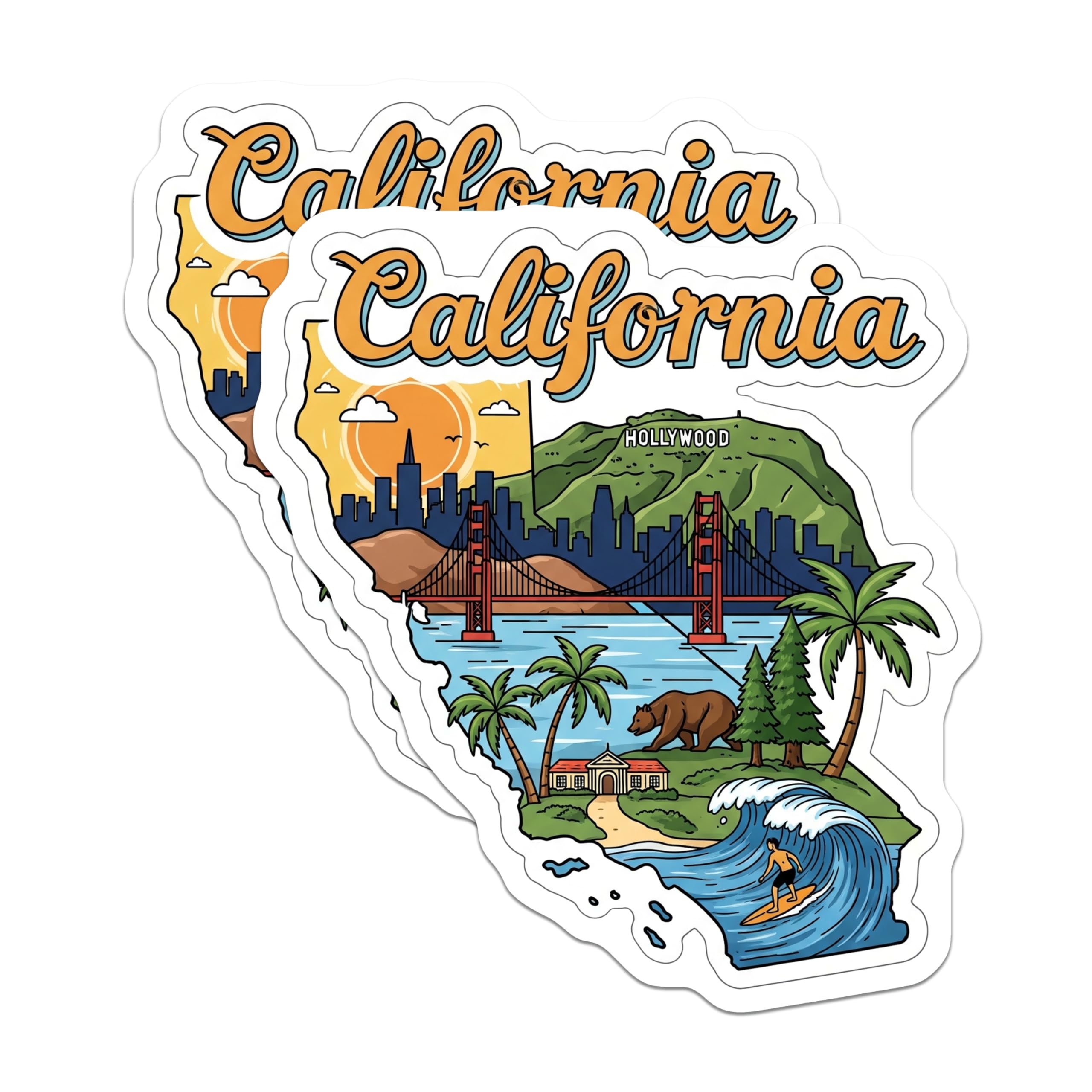 (2 Pack) California Souvenir Magnets - State Map Design - Travel Fridge Magnets - 5" On Longest Side - Premium Magnet - for Cars, Refrigerators, Toolboxes, Lockers - Made in USA - MAG18310