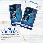 (2 Pack) The Midnight Snacker Stickers - Skeleton Art - Funny Fridge Magnet Sticker - 5" On Longest Side - Sticks to Smooth Flat Surfaces - Made in USA - BMCS9986