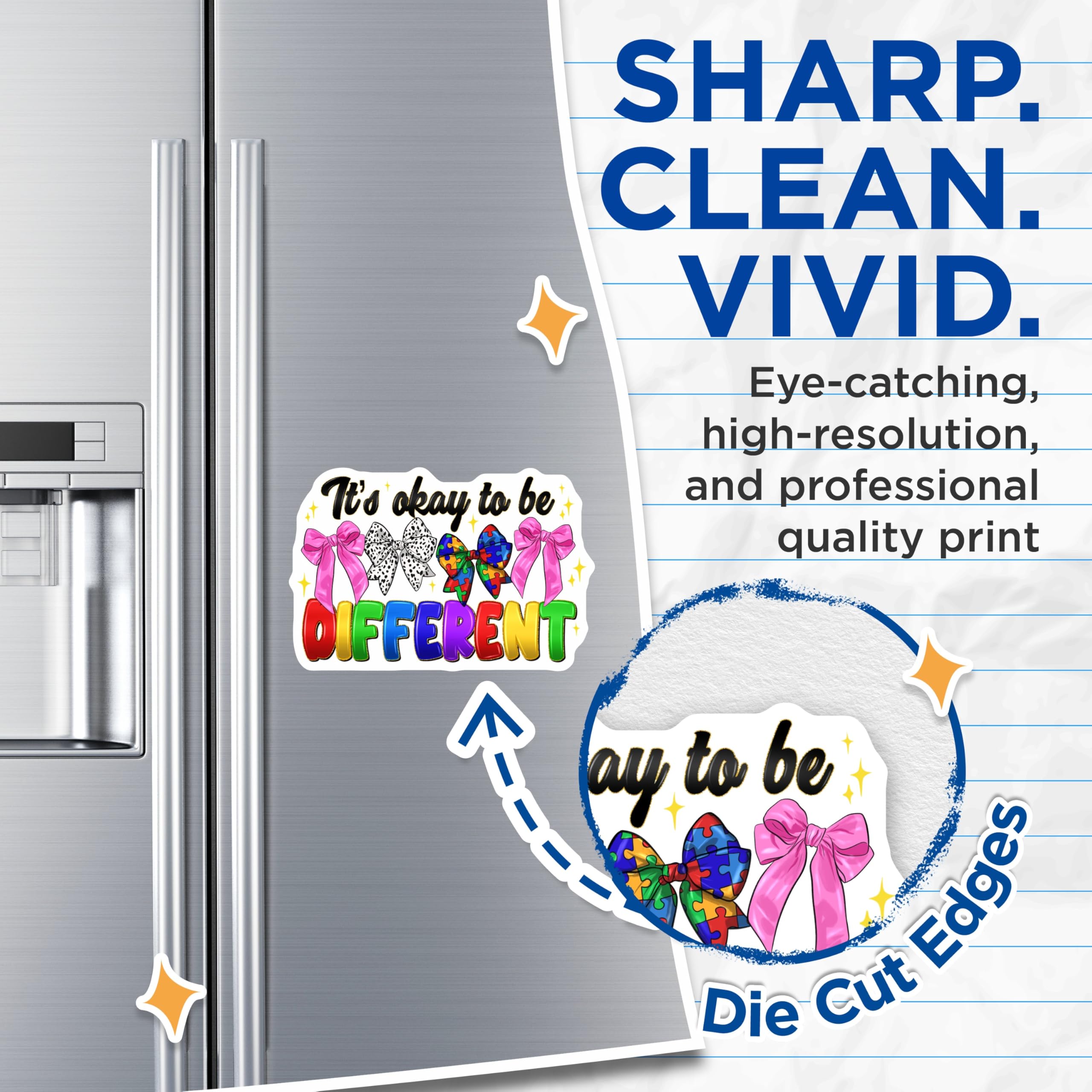 (2 Pack) It's Okay to be Different Magnets - Autism Acceptance Decor - Neurodiversity Support for Classroom Fridge Locker - 5 Inches On Longest Side - Thick Durable Magnet - Made in USA - MAG27684
