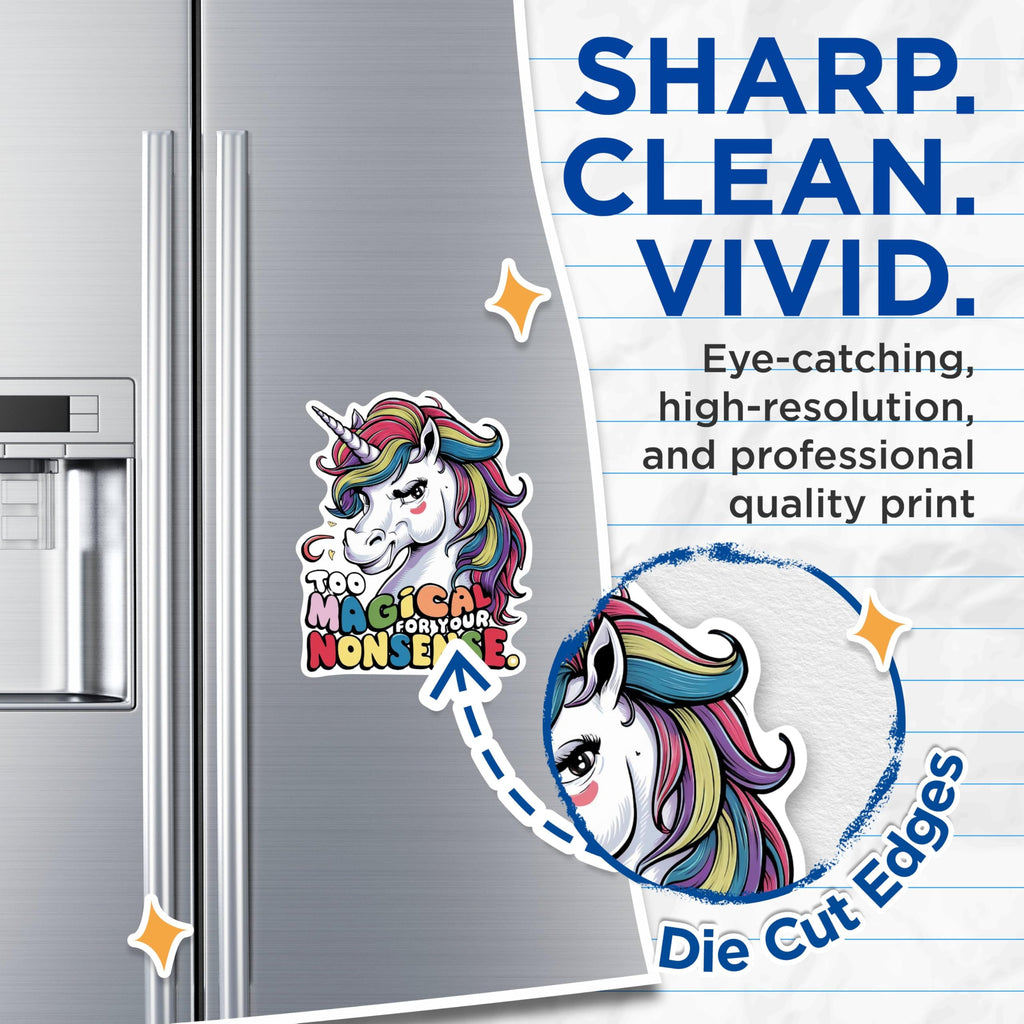 (2 Pack) Too Magical for Your Nonsense Magnets - Funny Humorous Unicorn Magnets - 5 Inches On Longest Side - Premium Magnet - for Cars, Refrigerators, Toolboxes - Made in USA - MAG2021
