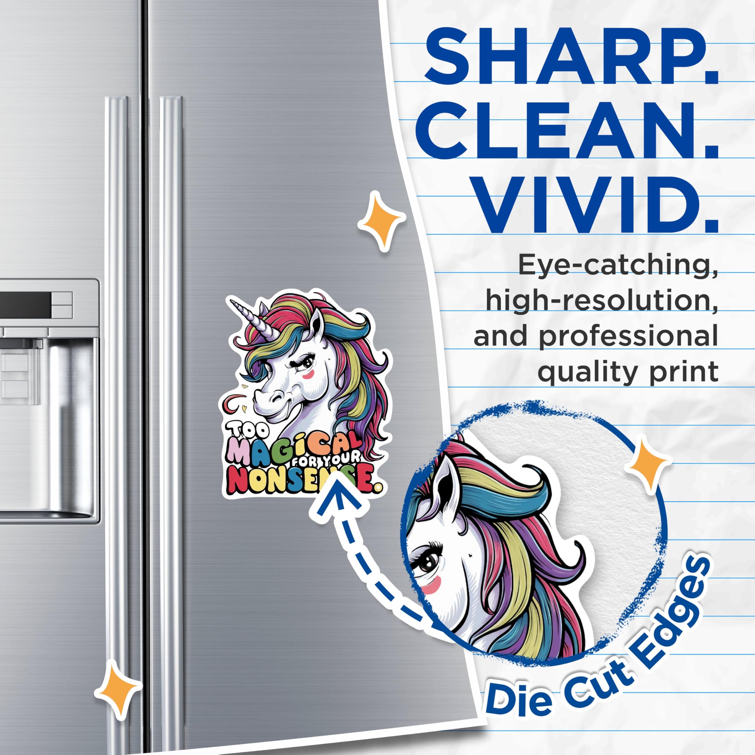 (2 Pack) Too Magical for Your Nonsense Magnets - Funny Humorous Unicorn Magnets - 5 Inches On Longest Side - Premium Magnet - for Cars, Refrigerators, Toolboxes - Made in USA - MAG2021