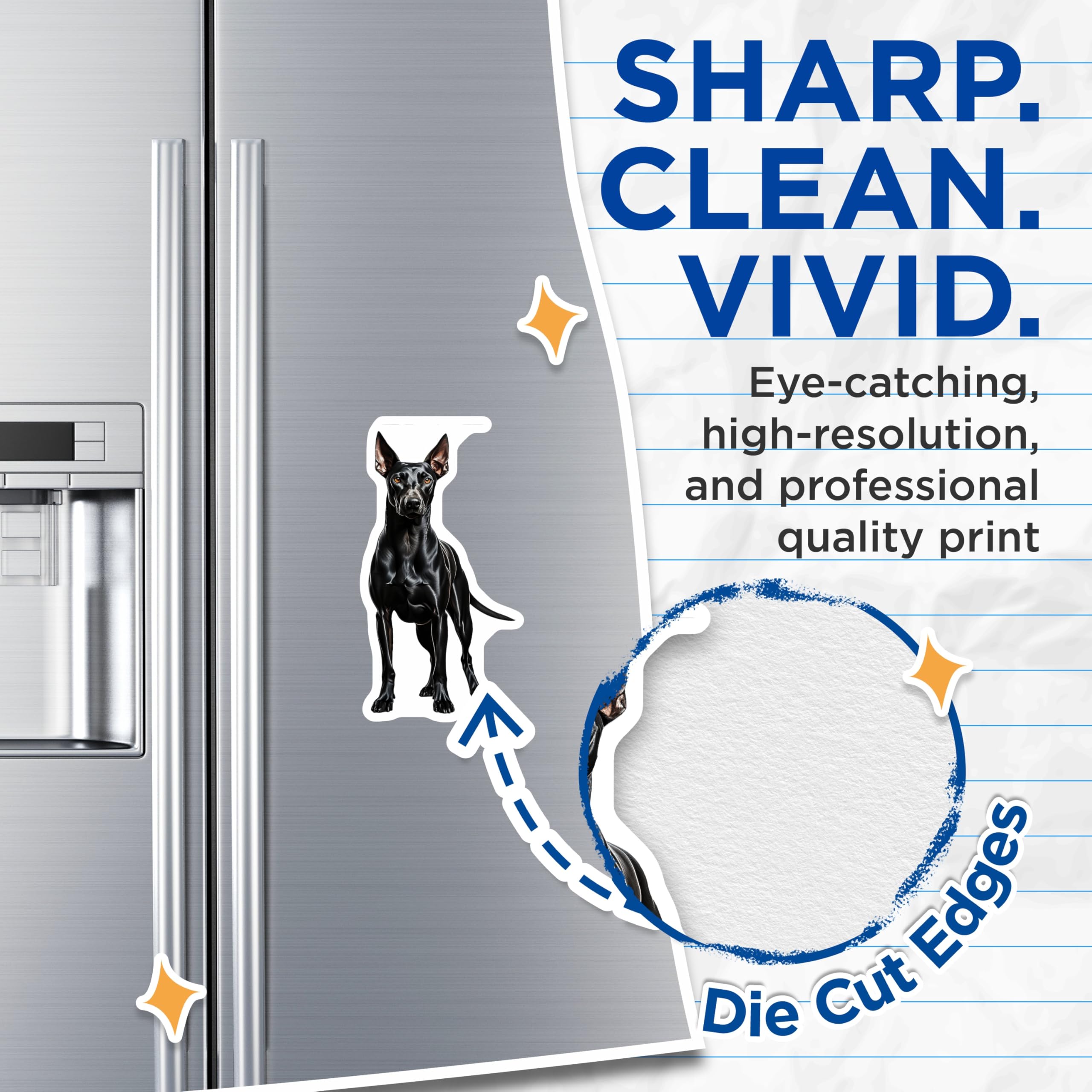 (2 Pack) Black Doberman Dog Magnets - Pet Parent Home Decor - Dog Breed Appreciation - 5 Inches On Longest Side - Thick Durable Magnet - Made in USA - MAG29140