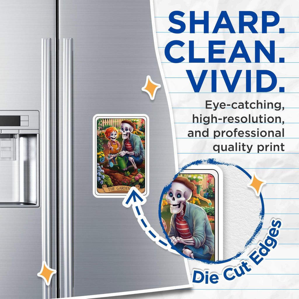 (2 Pack) The Gardener Magnets - Skeleton Art - Gardening - Colorful Skeletons - Garden Scene Magnets - Unique Skeleton - 5" On Longest Side - for Cars, Fridges, Toolboxes - Made in USA - MAG4460