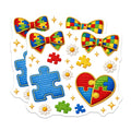 (2 Pack) Autism Awareness Puzzle Stickers - Neurodiversity Acceptance Decals - Special Needs Advocacy Label - 5" On Longest Side - Sticks to Smooth Flat Surfaces - Made in USA - BMCS20759