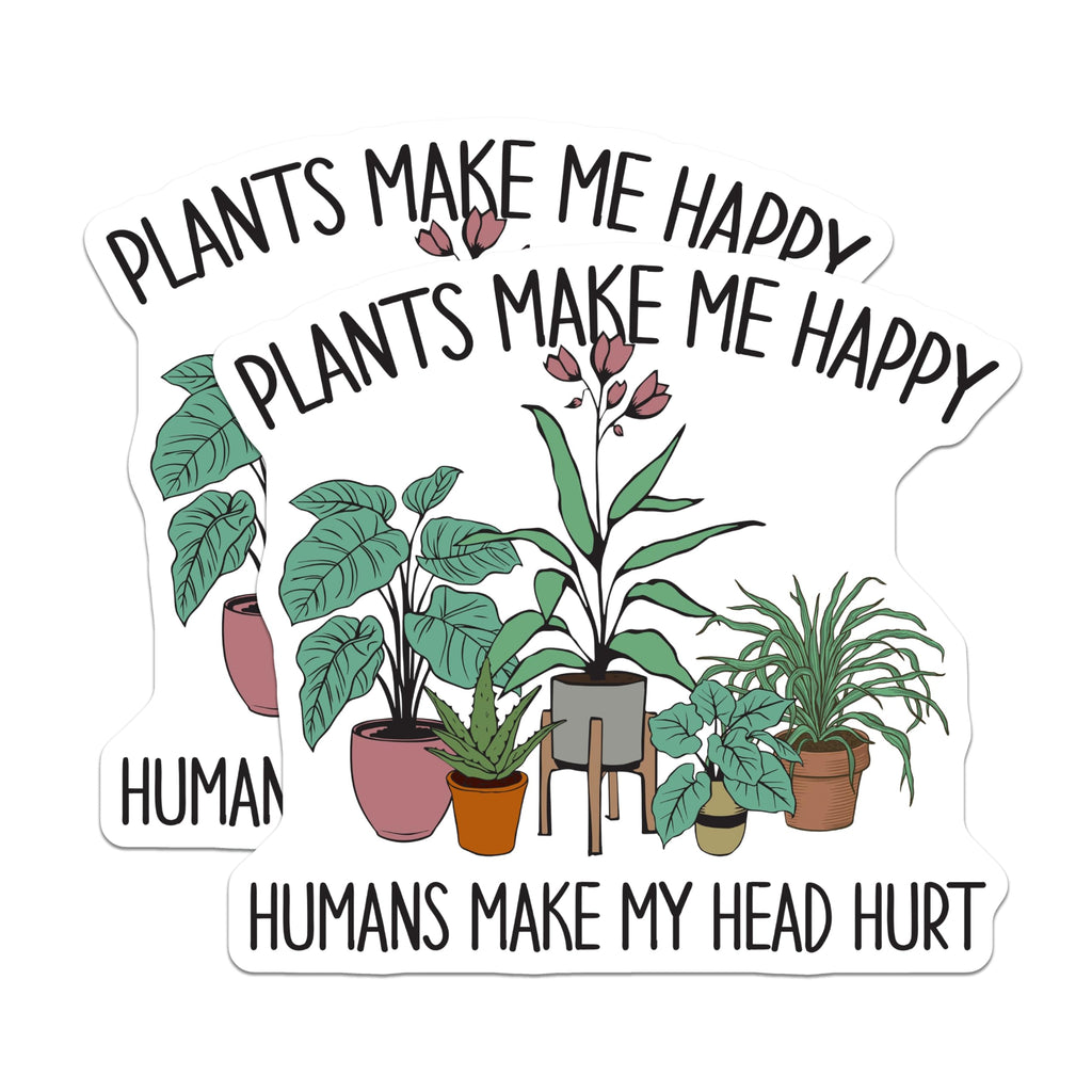 (2 Pack) Plant Lover Magnets - Plants Make Me Happy - Funny Sarcastic Plant Magnet - 5" On Longest Side - Premium Magnet - for Cars, Refrigerators, Toolboxes, Lockers - Made in USA - MAG18847