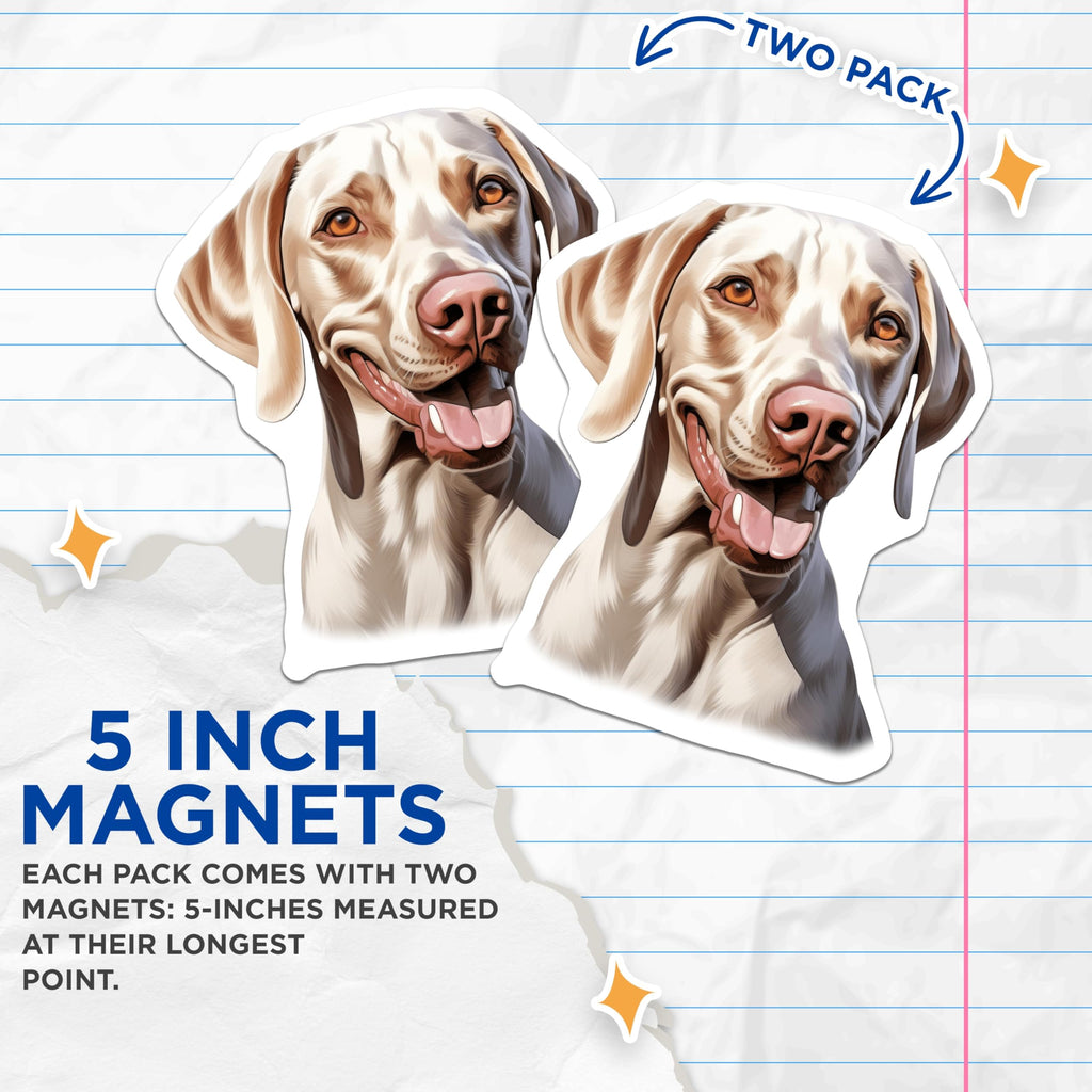 (2 Pack) Weimaraner Magnets - Dog Breed Lover Present - Fridge Locker Decor - 5 Inches On Longest Side - Thick Durable Magnet - Made in USA - MAG27884