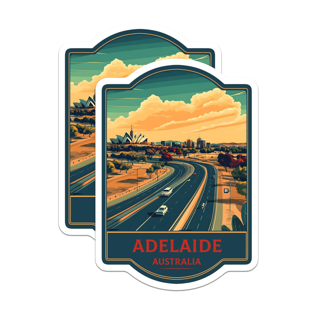 (2 Pack) Adelaide Australia Magnets - Travel Souvenir Artwork - Cityscape Landmark Decor - 5 Inches On Longest Side - Thick Durable Magnet - Made in USA - MAG20333