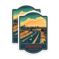 (2 Pack) Adelaide Australia Magnets - Travel Souvenir Artwork - Cityscape Landmark Decor - 5 Inches On Longest Side - Thick Durable Magnet - Made in USA - MAG20333