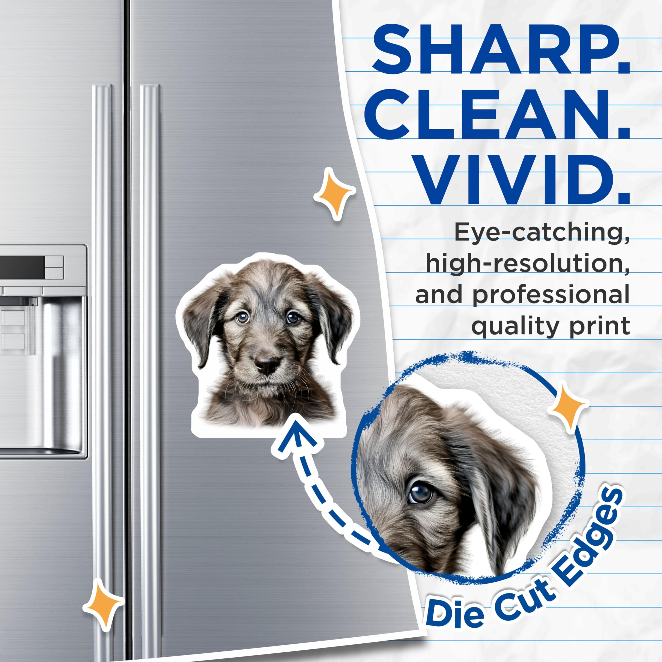 (2 Pack) Cute Scruffy Puppy Magnets - Dog Owner Refrigerator Decor - Pet Parent Animal Enthusiast - 5 Inches On Longest Side - Thick Durable Magnet - Made in USA - MAG29926